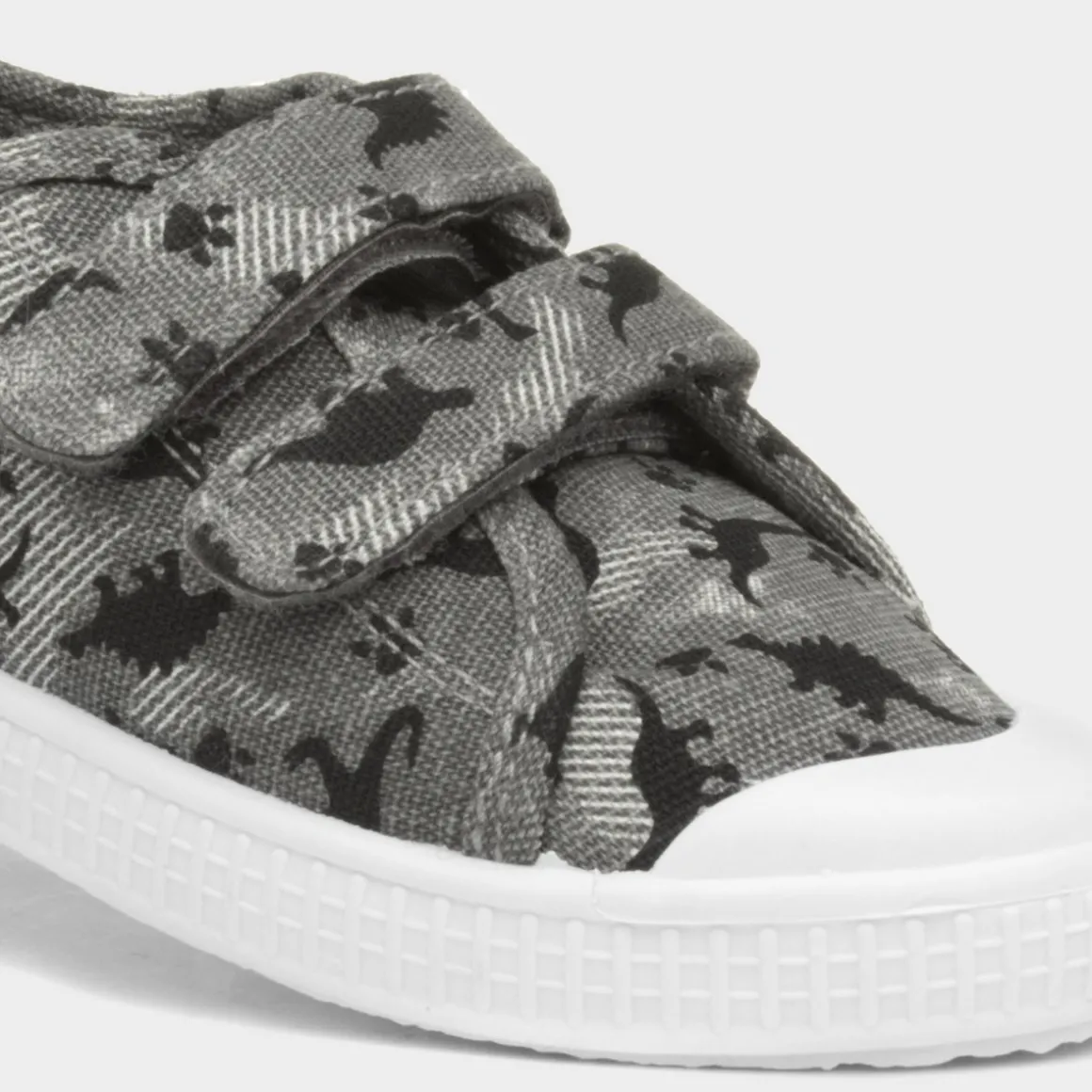 Walkright Lyle Boys Grey Dinosaur Canvas