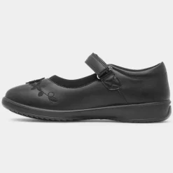 Walkright Olive Girls Black School Shoe