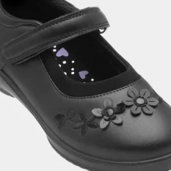 Walkright Olive Girls Black School Shoe