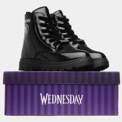 Wednesday Kids Black Patent Lace Up Boot