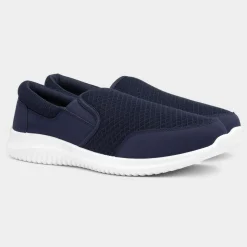 XL Barney Mens Blue Mesh Slip On Casual Trainer