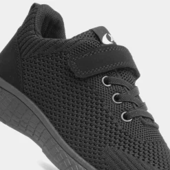 XL Eden Kids Black Mesh Easy Fasten Trainer