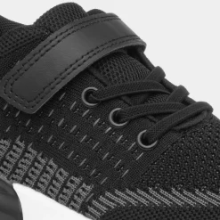 XL Exe Kids Black Easy Fasten Knitted Trainer