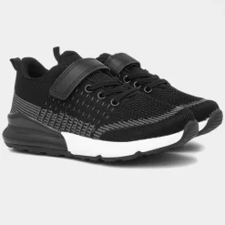 XL Exe Kids Black Easy Fasten Knitted Trainer