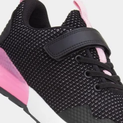 XL Glenrock Kids Black & Pink Easy Fasten Trainer