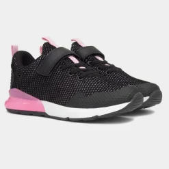 XL Glenrock Kids Black & Pink Easy Fasten Trainer
