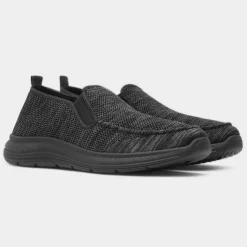 XL Harvey Mens Black Slip On Casual Shoe