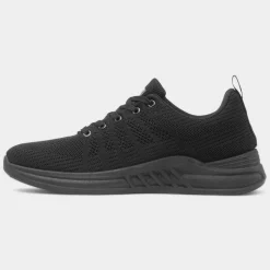 XL Ross Mens Black Knitted Lace Up Trainer