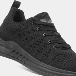XL Ross Mens Black Knitted Lace Up Trainer