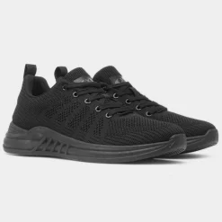 XL Ross Mens Black Knitted Lace Up Trainer