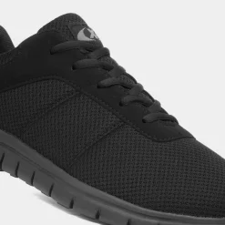 XL Severn Mens Black Mesh Lace Up Jogger Trainer