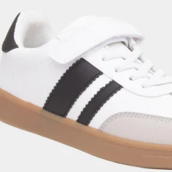XL Timor Kids White & Black Easy Fasten Trainer