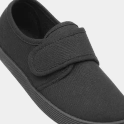 XL Trent Kids Black Easy Fasten Plimsoll