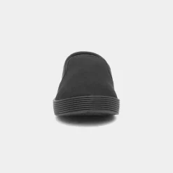XL Tweed Kids Black Slip On Plimsoll