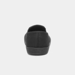 XL Tweed Kids Black Slip On Plimsoll