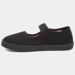 XL Waveney Girls Black Plimsolls Shoe
