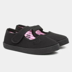 XL Waveney Girls Black Plimsolls Shoe
